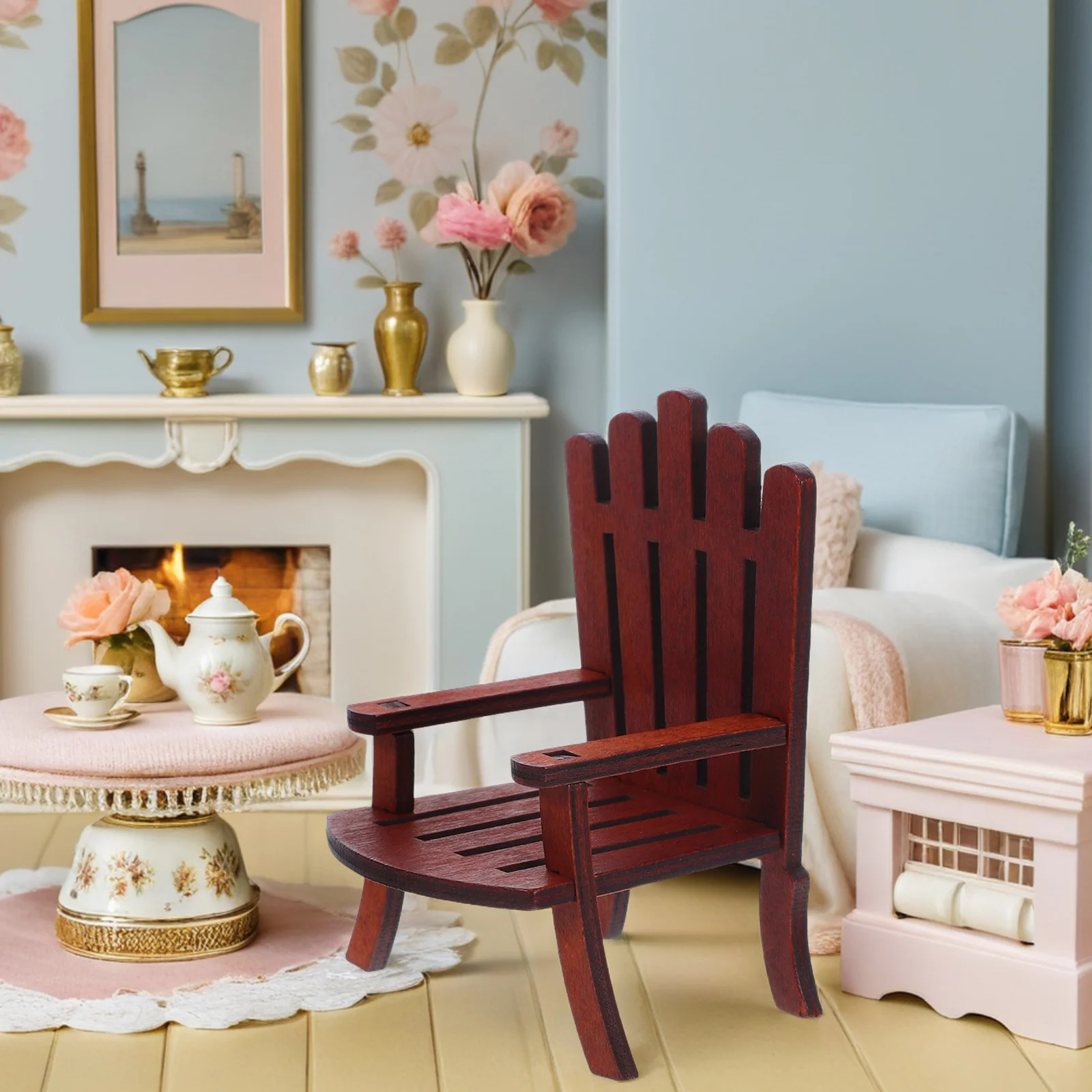 

2Pcs Miniature Wooden Beach Chairs Dollhouse Furniture Models Lightweight Portable Tiny Chair for Mini House Scenes