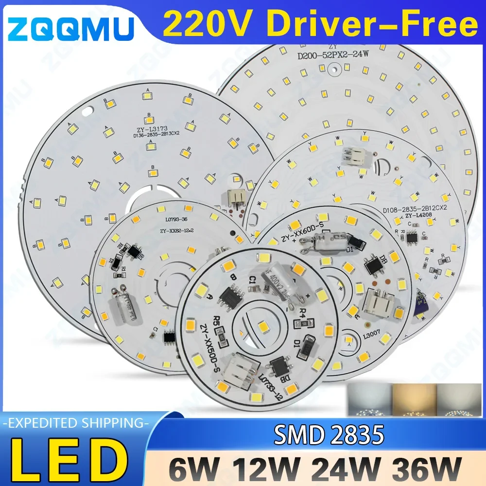 LED Round Ceiling Light Panel 8W 12W 18W 24W 36W 48W 220V Driver Free Ring Board Bulb 3 Colors Dimmable Energy Saving Modern