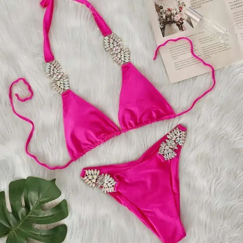 

New Sexy Rhinestones Bikinis Women Swimwear Female Swimsuit Swim Wear Bathing Suits Brazilian Bikini Set Beach Pool Bather 2025