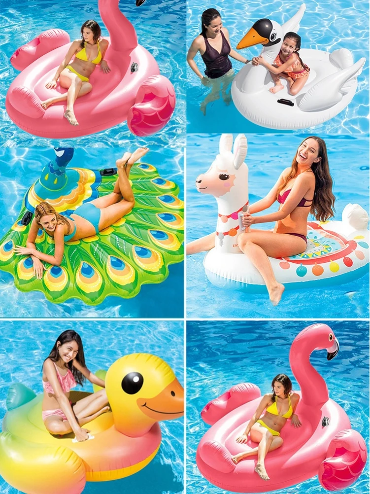 Adult inflatable swimming pool whale floating water park swimming ring dolphin peacock toy water mount floating