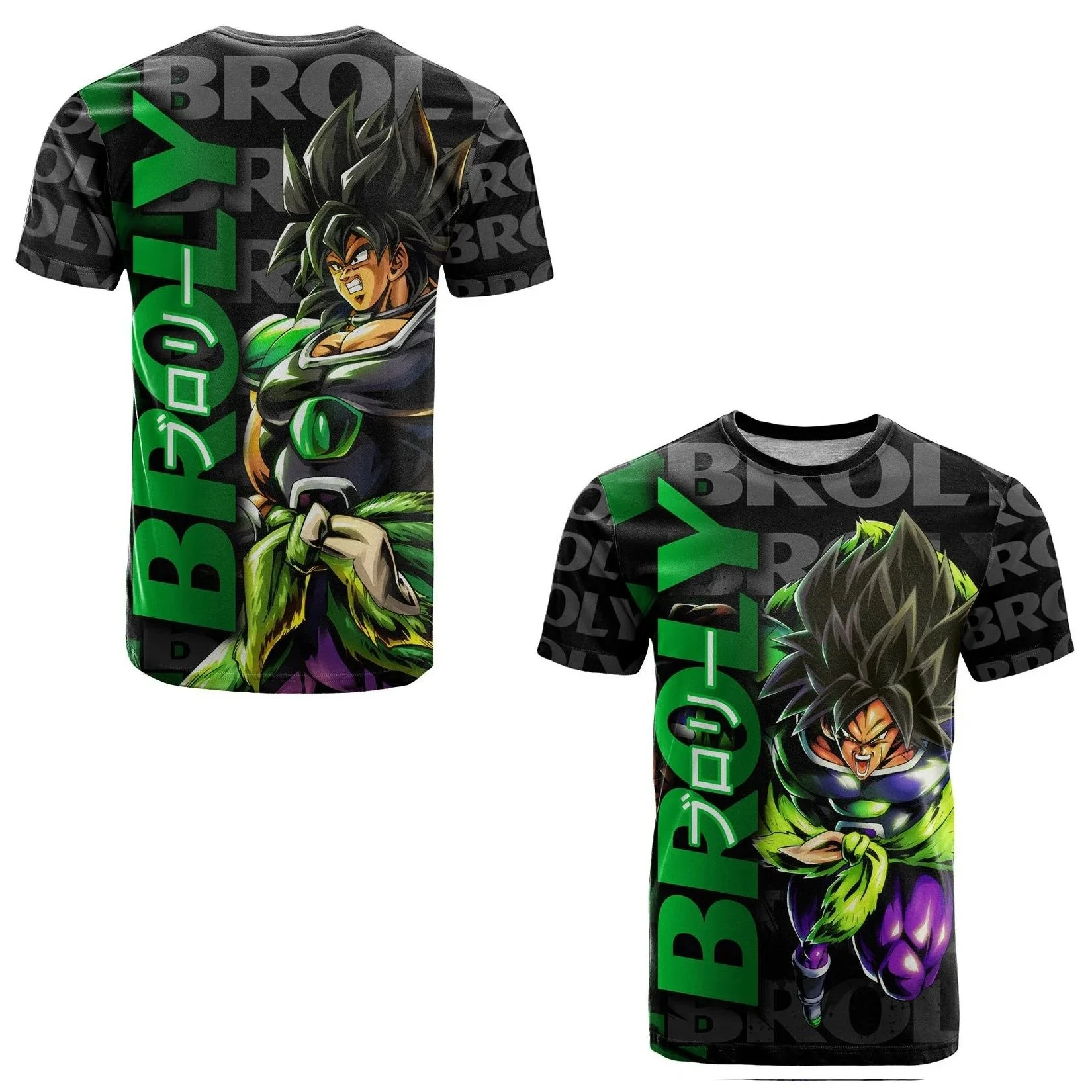 Dragon Ball Broly Full Print Short Sleeve T-Shirt,  Japanese Text Anime Sport Tee For Men Women Kids, Quick Dry Casual Jersey