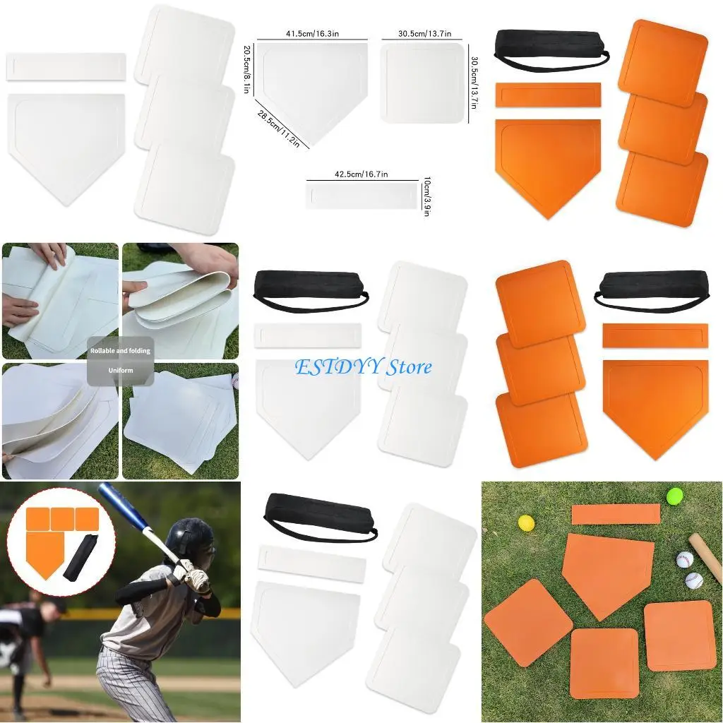 

G6DE Rubber Baseball And Softball Base Set Includes Home Plate Portable Practice Training Equipment for Backyard Game
