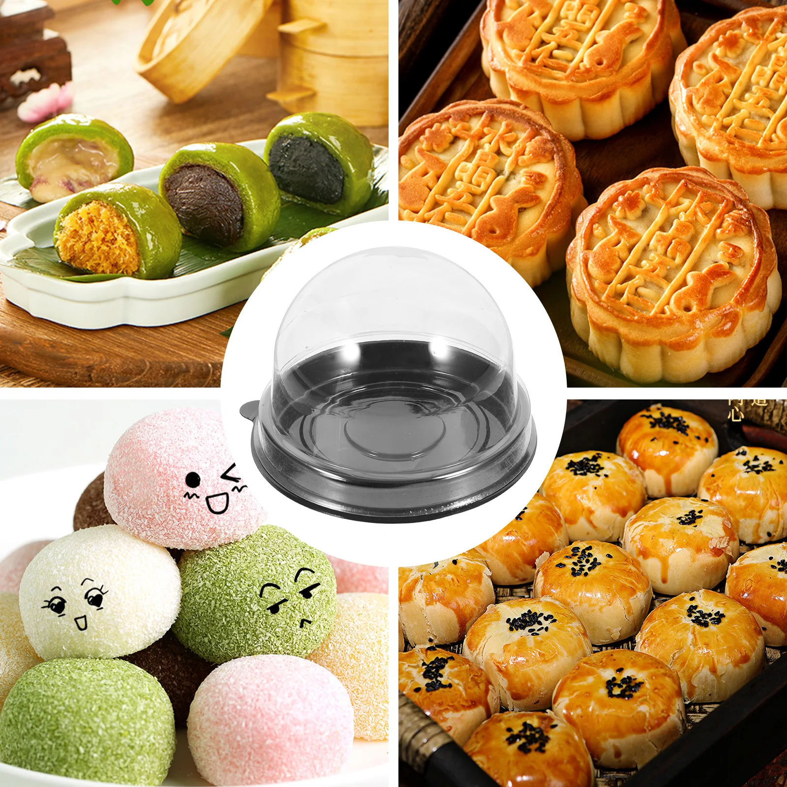 

50pcs Egg Yolk Packaging Moon Cake Containers Transparent Dessert Mini Cupcake Muffin Boxes Food Storage Containers Cake Boxes