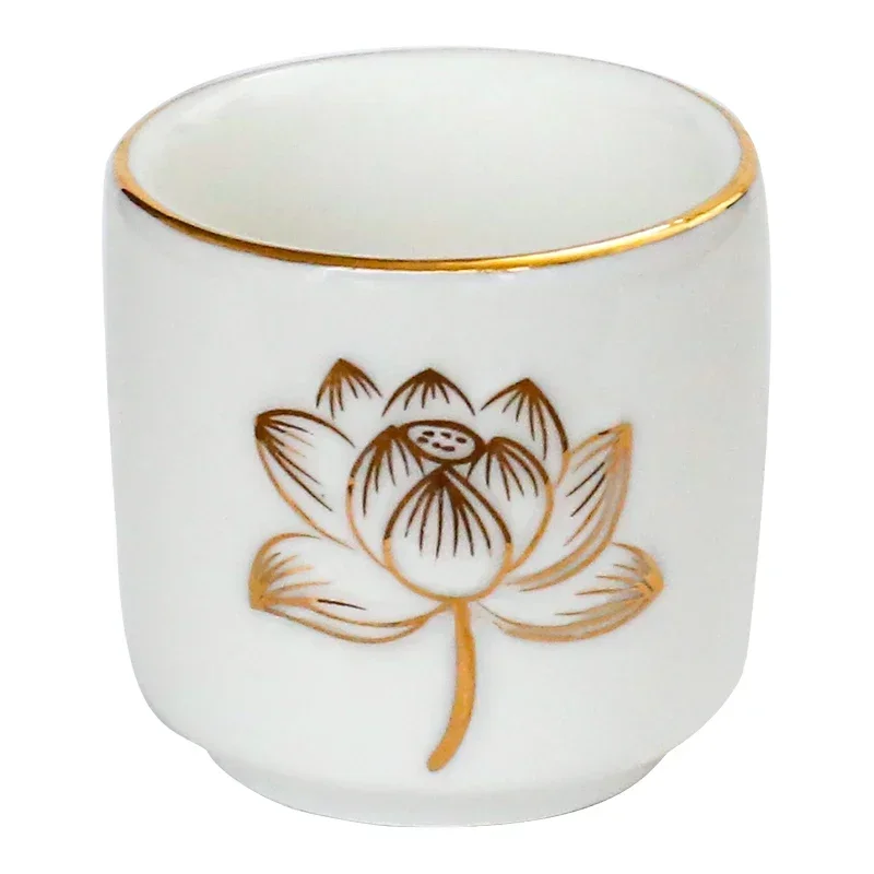 3pcs Buddha Hall Worship Small Water Cup Traditional Ceramics Lotus Cup Guanyin Enshrine Table Decoration Buddhist Supplies