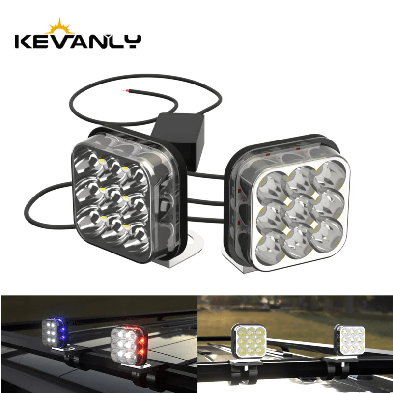 2in 1 Car Work Light Shooter Pods Combo Red Blue 9 LED Strobe Light with 3 Modes Memory Function for Off Road 4x4 Truck ATV Boat