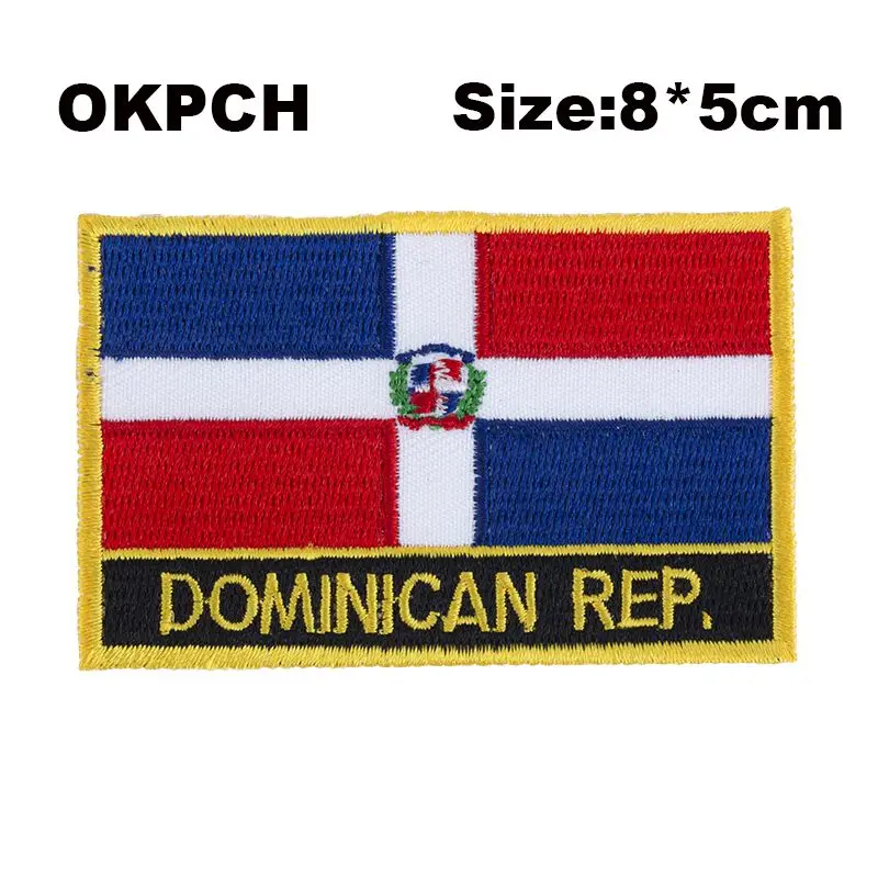 Dominican Rep. Flag Embroidery Patches Iron on Saw on Transfer patches Sewing Applications for Clothes in Home&Garden