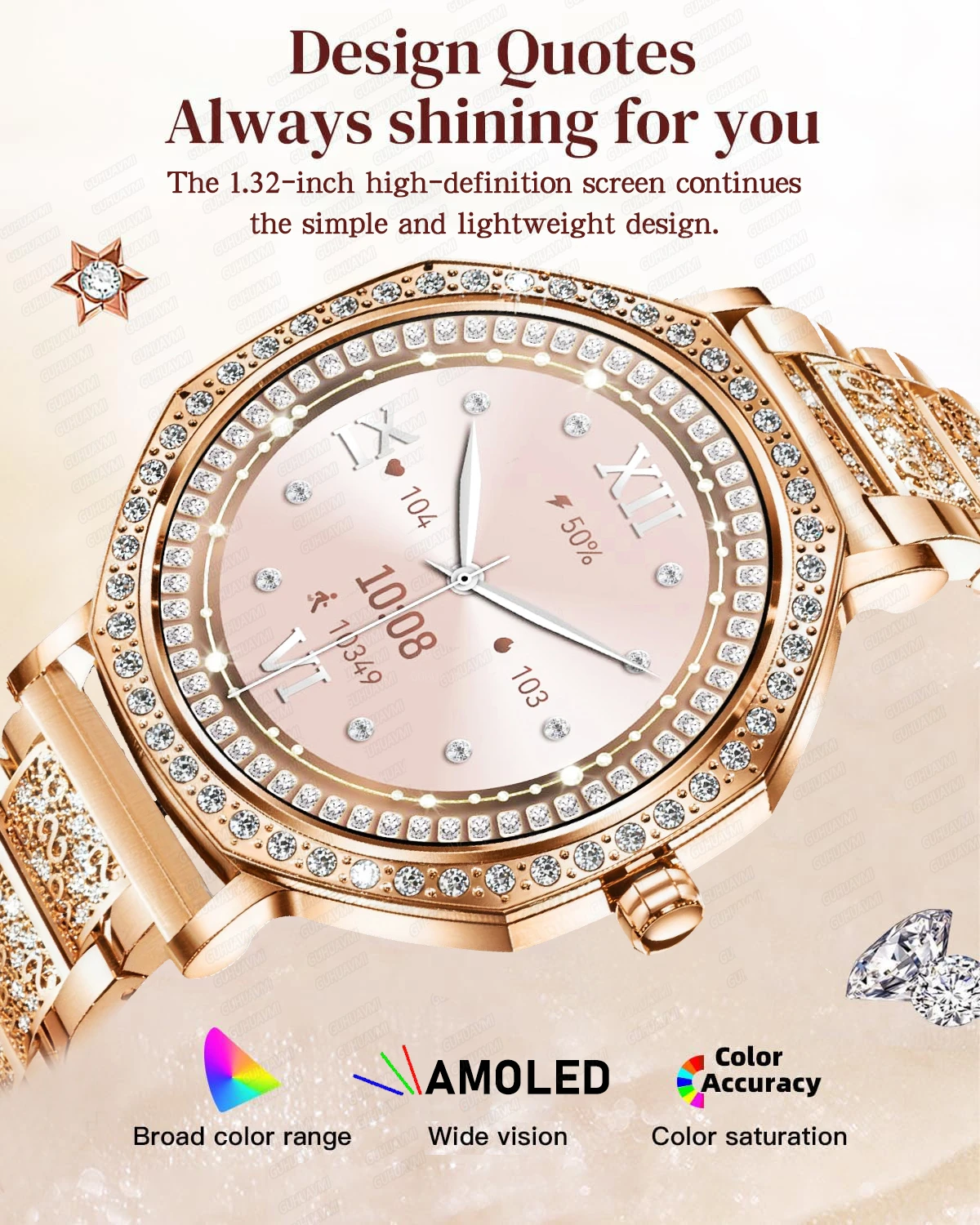 2026New Diamond Dial Women Smart Watch 1.32