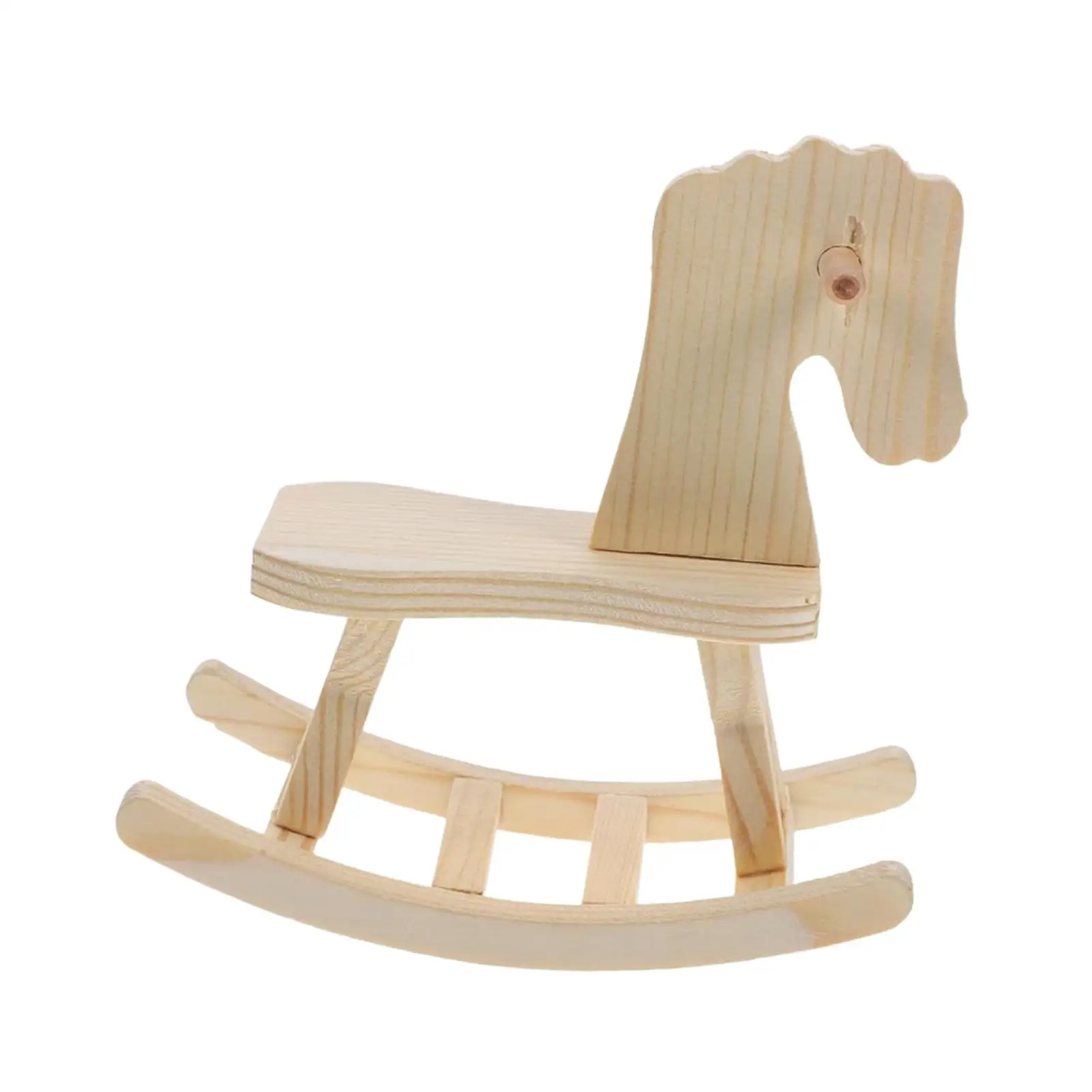 Wooden Rocking Horse Model Puzzle Toy Statue Table Centerpiece Home Decor Wooden Craft Kit Rocking Horse Figurine for Balcony