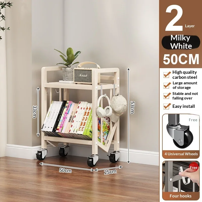 Metal Tier Leaning Bookshelf Floor Standing Bookcase Kids Nursery Living Room Space Saving Storage Rack Organizers Vasagle