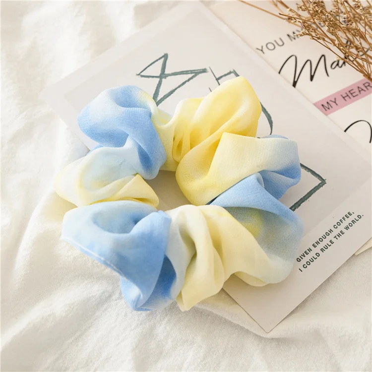 Lente En Zomer Nieuwe Chiffon Tie Haar Ring Dunne Dikke Darm Haar Ring Hoofdtooi Vrouwen Veelzijdige Rubberen Band Doek ring