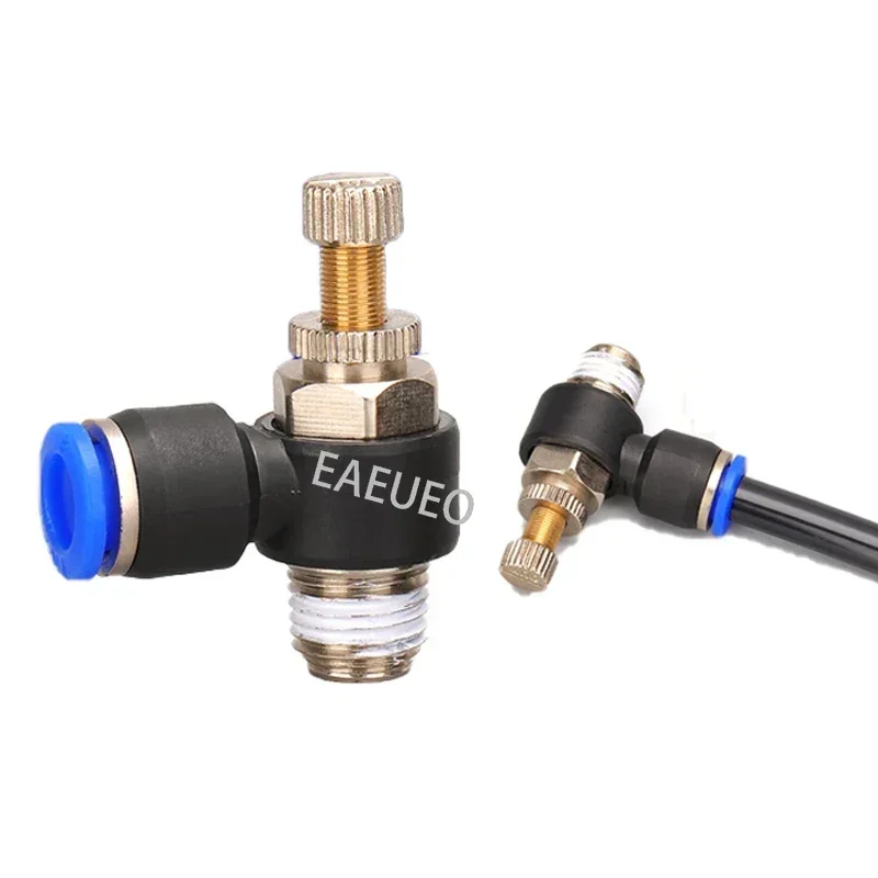 Air 1/8 1/4 3/8 1/2 Speed Control Pneumatic Fitting Throttle Valve Controller 4 6 8 10mm Hose Tube Fast Connection Adjustable