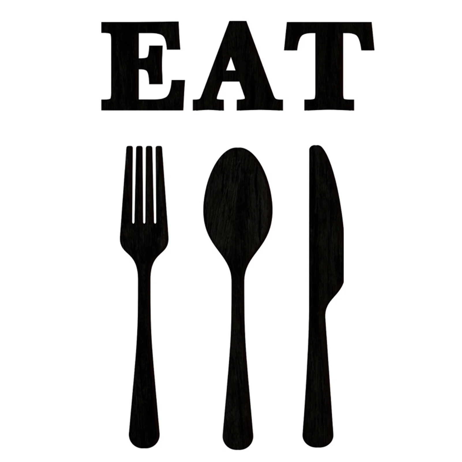 Wooden Eat Sign and Cutlery Wall Decor 3 Colors Optional Decorative Block Word Signs for Kitchen Dining Room & Eatery