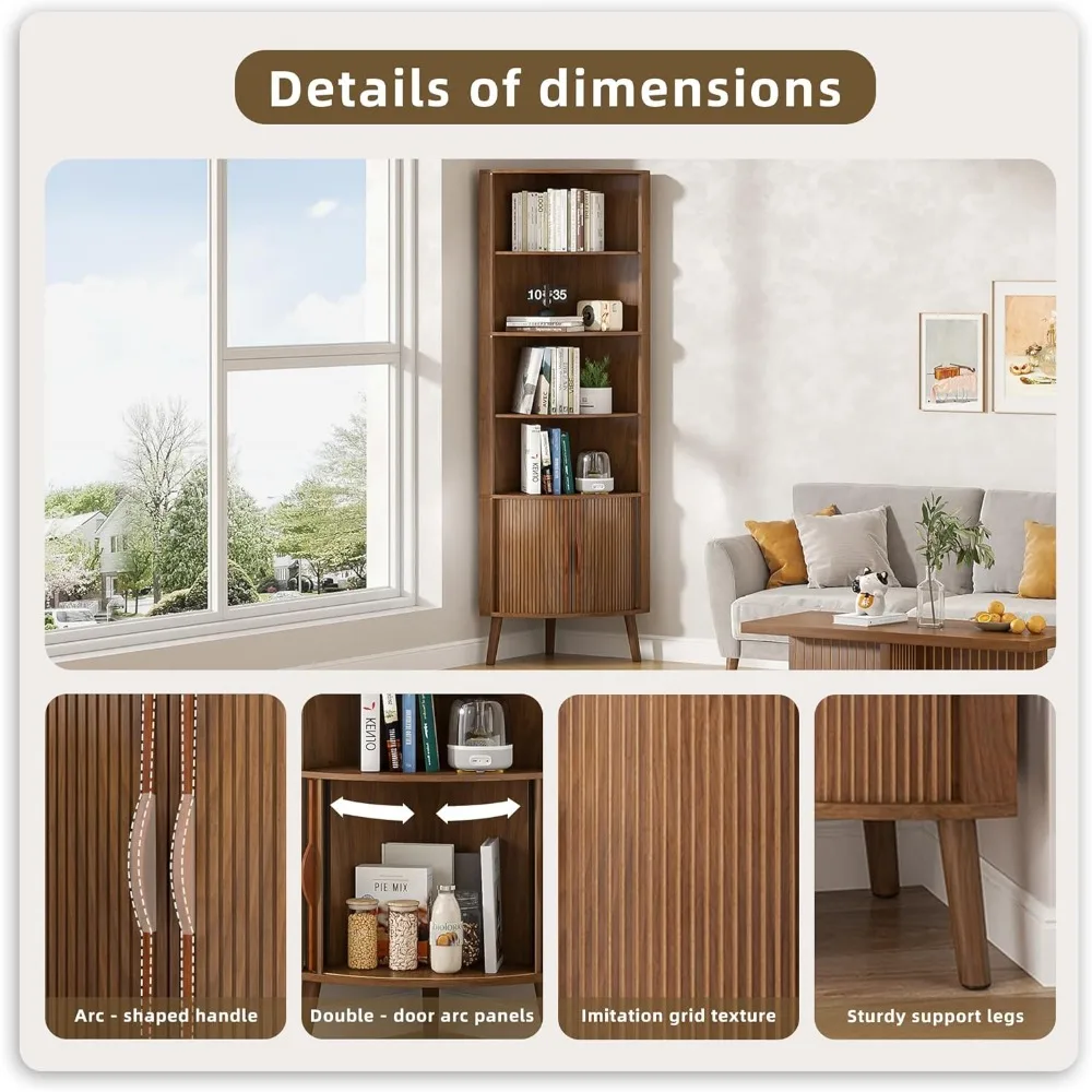 خزانة زاوية حديثة بطول 66.73 بوصة مع أبواب مخددة لتخزين الحمام الأنيق وتوفير مساحة المطبخ