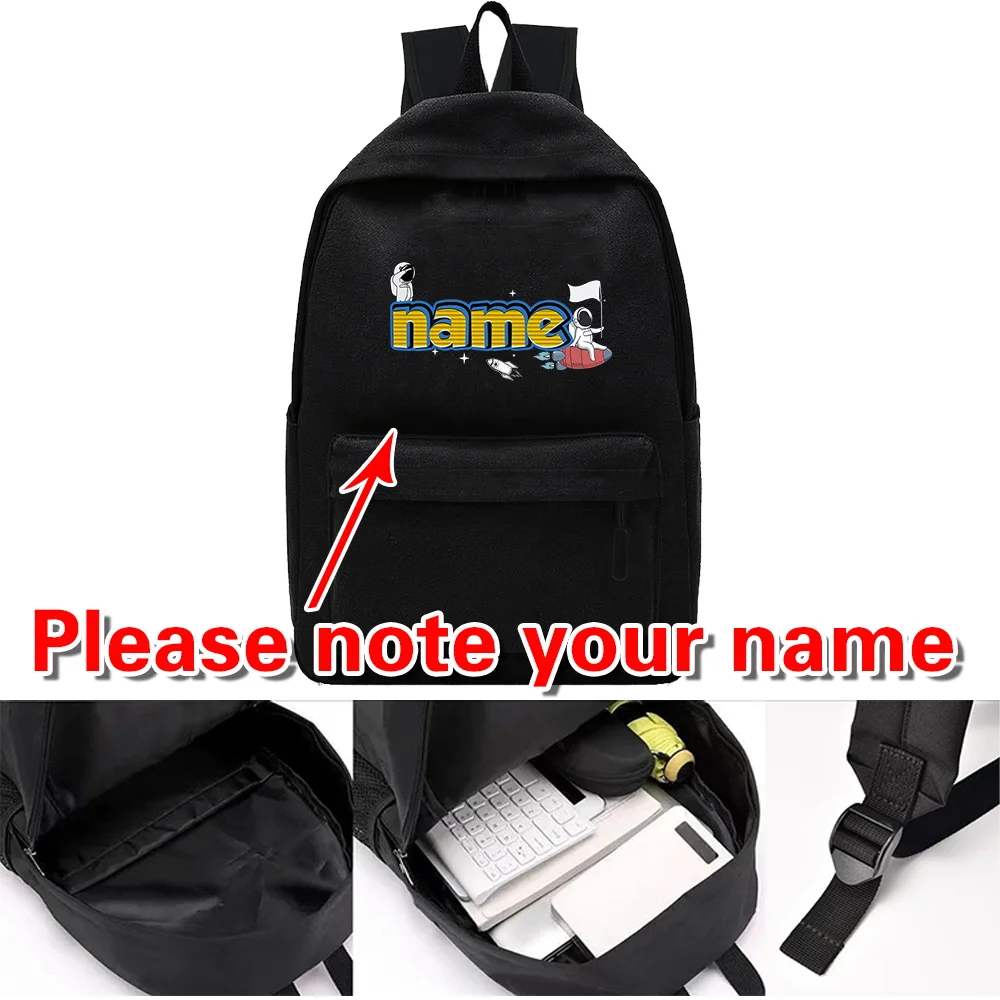 شخصية مخصصة اسم أزياء متعددة الوظائف على ظهره للجنسين كتاب تخزين المدرسية سعة كبيرة سستة حقيبة سفر #1
