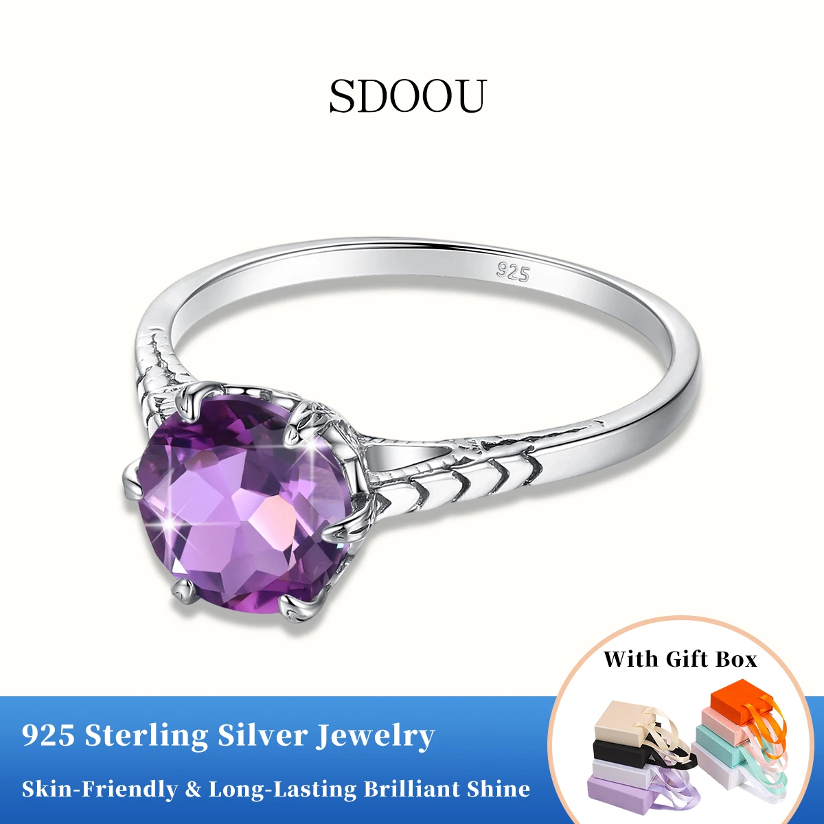 Vintage Ruby Gemstone/Pink Crystal July Birthstone Ring for Women's Prong Setting Silver Rings 925 Dates Formal Dinners Jewelry