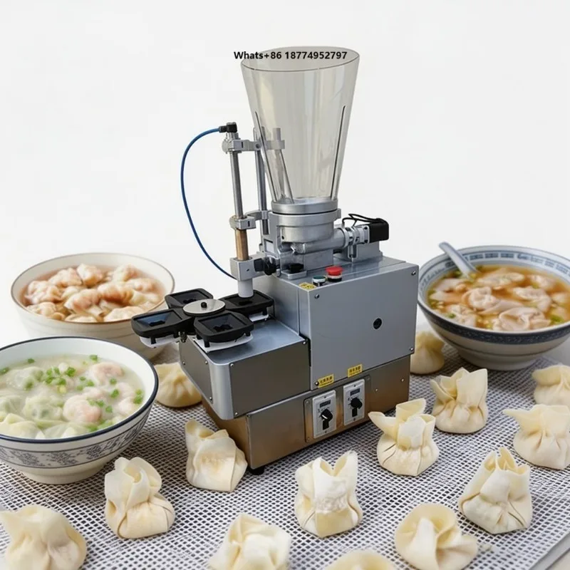 Fully Automatic Wonton Maker Machine Mini Tabletop Stainless Steel Dumpling Wonton Making Equipment for Catering