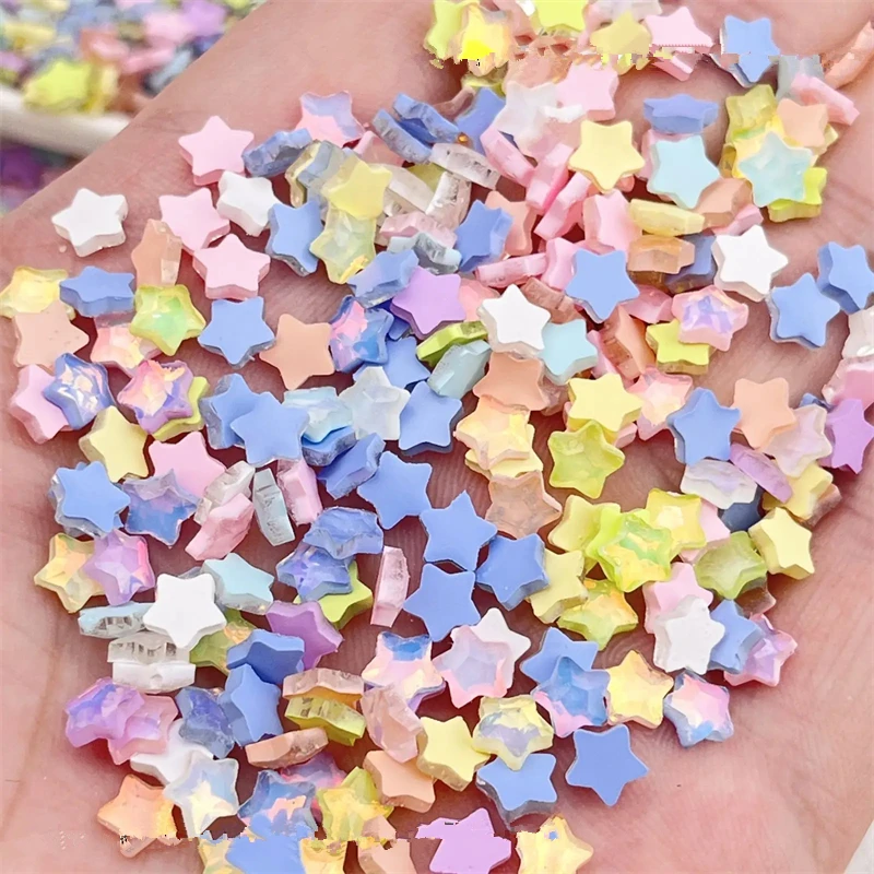 20 stücke Mini Aurora Mokka Stern Nagel Zubehör 3d niedlich 6mm Pentagon Harz Diamant Nagel Teile DIY Nagel Charms Dekoration für Nägel