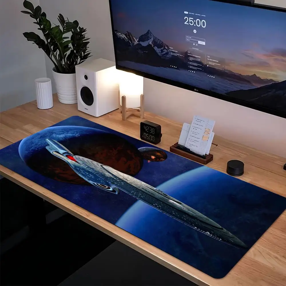 Cosmic Spaceship Sci-Fi Large Mouse Pad Non-Slip Rubber Desk Mat Stitched Border For Gaming Notebook PC Computer Workstation