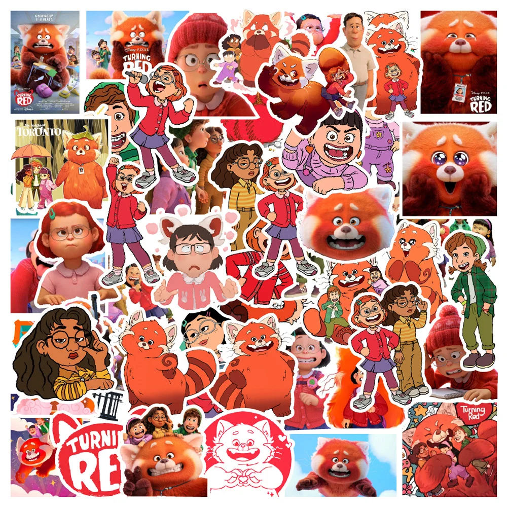 

10/30/50pcs Disney Anime Movie Turning Red Stickers Cute Cartoon Sticker for Kids Toy DIY Luggage Notebook Phone Graffiti Decals