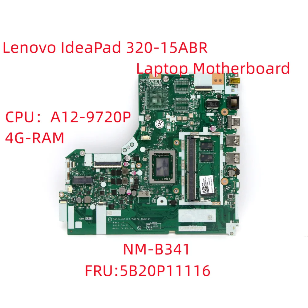 

New Original mainboard For Lenovo ideapad 320-15ABR motherboard CPU:A12-9720P RAM:4G FRU FRU:5B20P11116 100% test