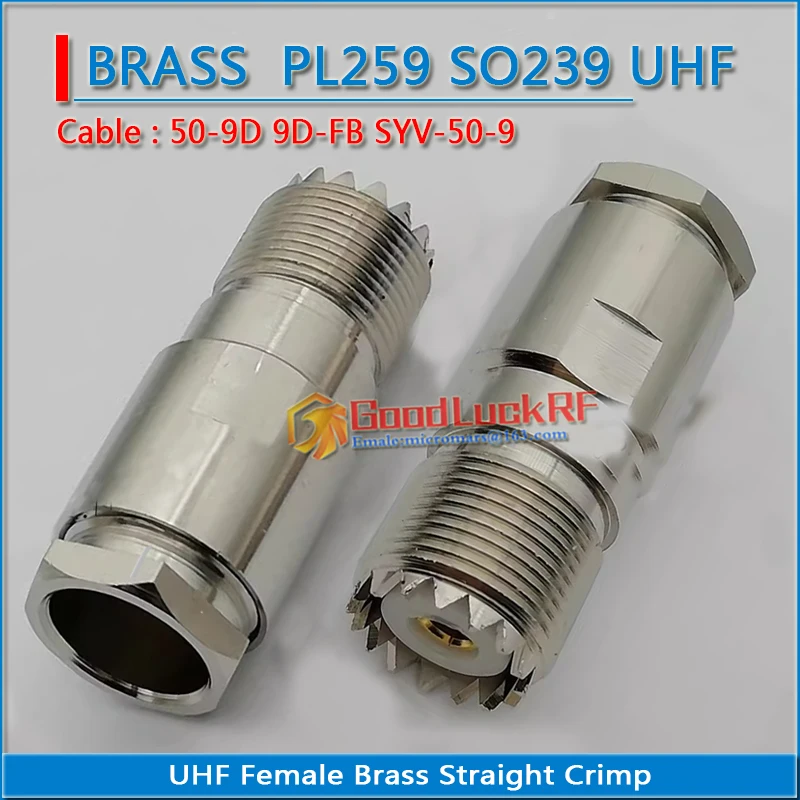 SL16 PL259 PL-259 SO239 SO-239 M UHF Female & Male  Clamp Solder 50-9D 9D-FB SYV-50-9 Cable RF Coaxial Adapter Connection