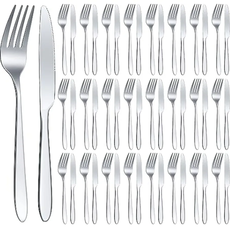 

50 Pieces Stainl Steel Forks ware Set Dinner Forks and Knives Flatware Tableware Cutlery Set for Kitchen Restaurant Inch, ch