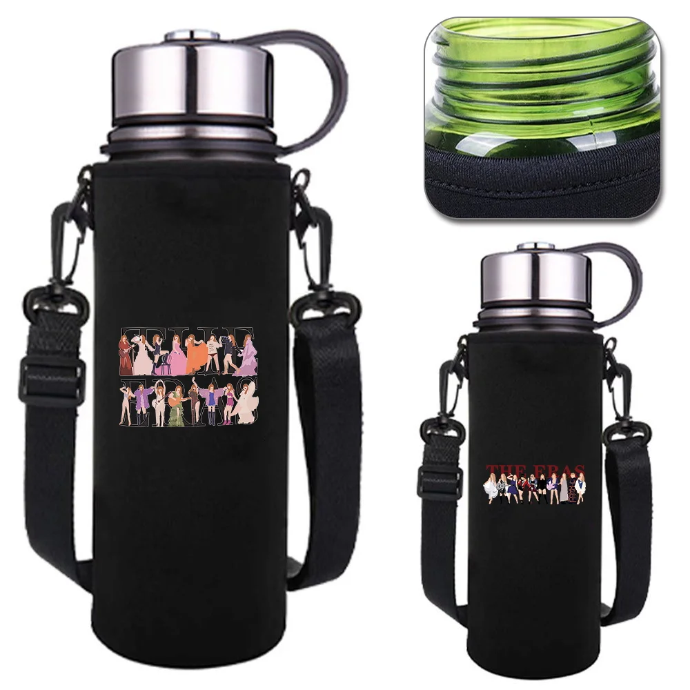 

550-1500ML Insulated Water Bottle Sleeve Bag Cover Adjustable Strap Eras Pattern Water Cup Case Outdoor Travel Accessories