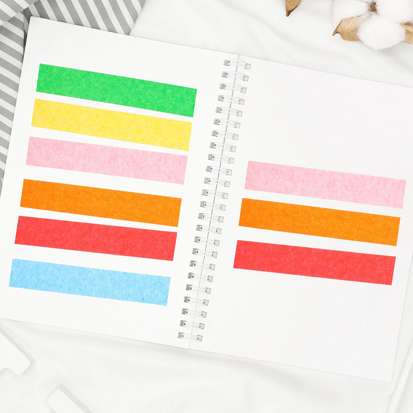 

6pcs 6 Rolls Colorful Decorative Paper Self-Adhesive Craft Tape For Diy Scrapbooking Journaling Party Supplies Rainbow Tape Kit