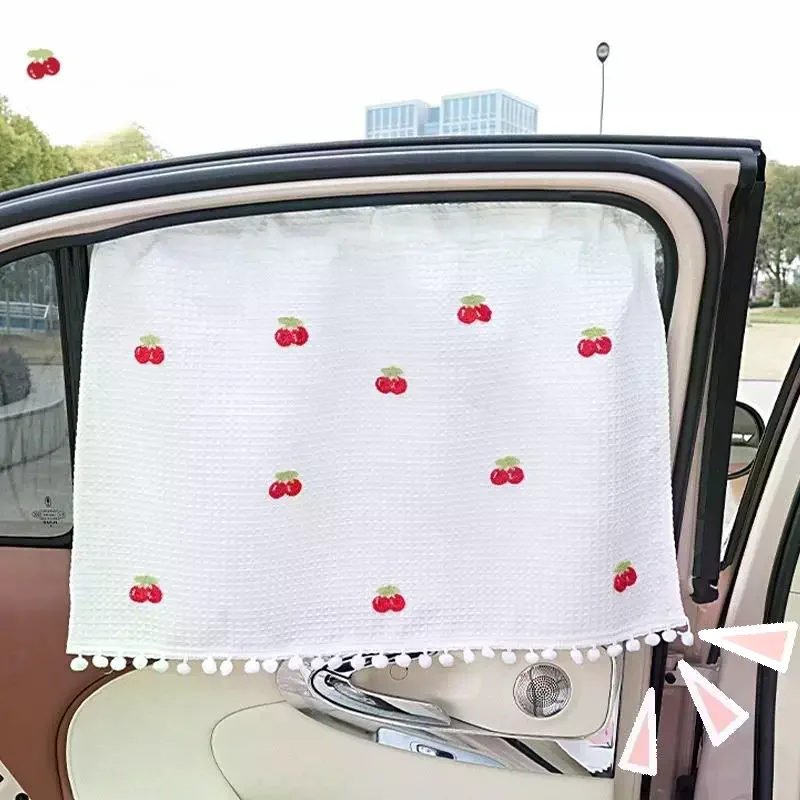 Fresh Style Car Sunshade Curtain Heat Insulation Absorption Suction Cup Type Automobile Window Blind Fashion Car Accessories
