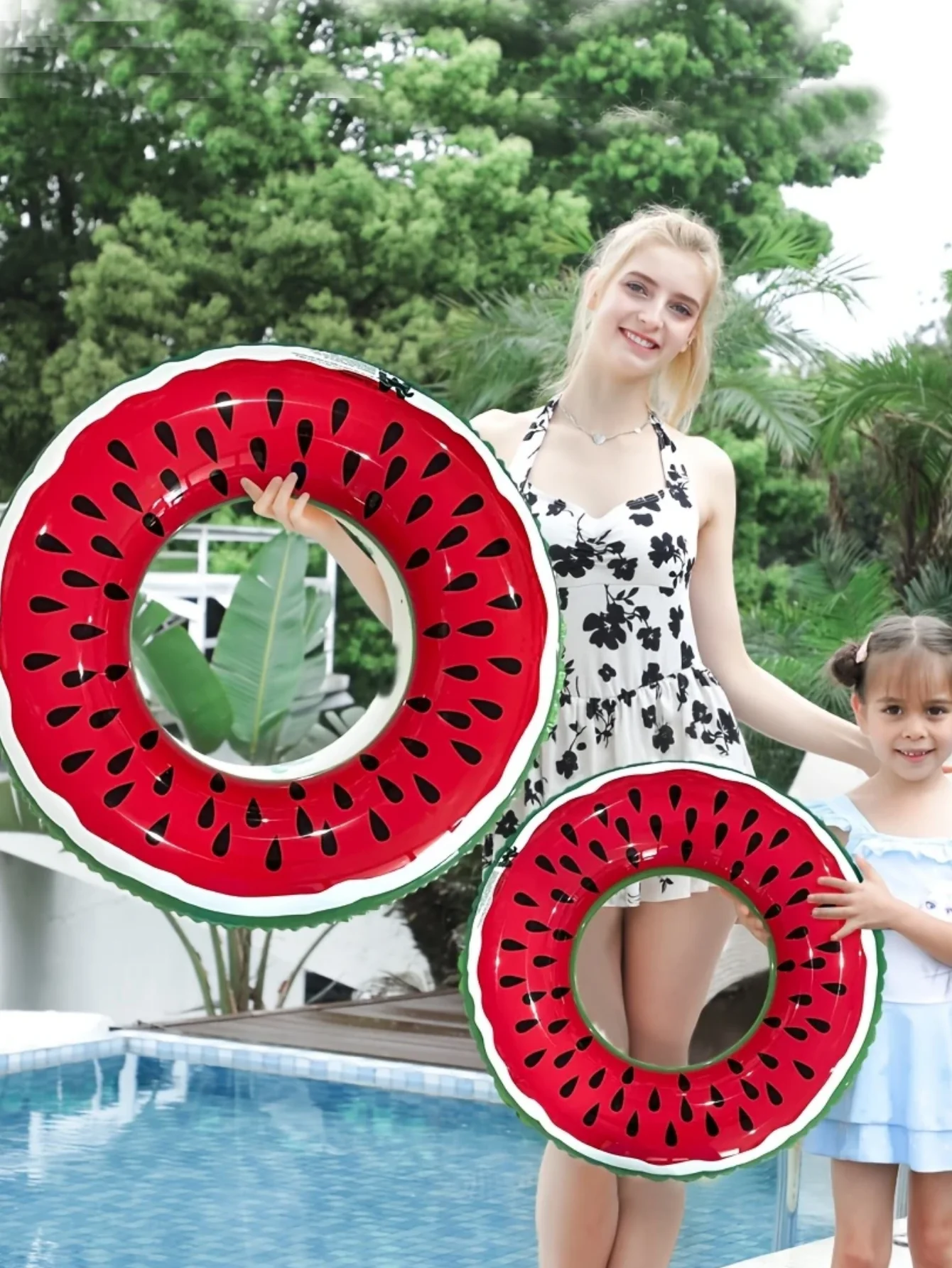 1 pieza de fruta inflable-anillo de natación de sandía, anillo flotante de PVC grueso, flotador de piscina con forma de fruta bonita, para tomar fotos