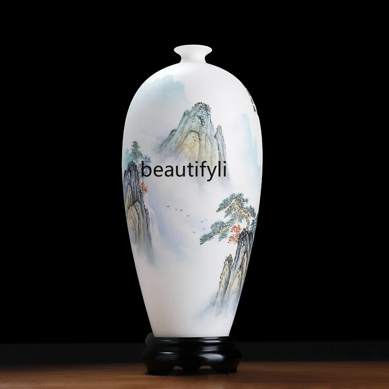 

Suet jade porcelain ceramic hand-painted vase ornament new Chinese living room bogu frame ornament