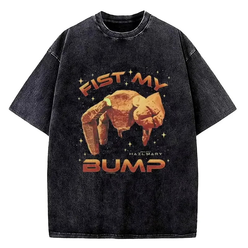 2026 Vintage washed graphic tee featuring a sci-fi alien theme Project Hail Mary design, crafted from soft cotton