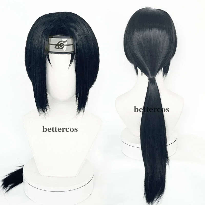 Uchiha Itachi Cosplay Wig Itachi Uchiha Long Straight Black Heat Resistant Synthetic Hair Anime Cosplay Wigs   Headband