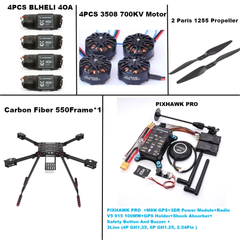 RctoSk 550 Hexa กรอบ PIXHAWK PRO M8N M9N M10Control คาร์บอน Ardupilot วิทยุ Telemetry Quadcopter BLHELI 40A 3508 700KV มอเตอร์ ESC