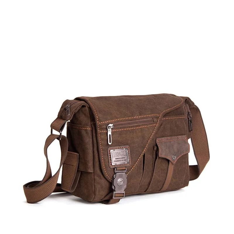 Men Canvas Multifunction Crossbody Bag Retro Handbags Travel Wear Resistance Shoulder Messenger Bags Leisure Package Bolsa image 5
