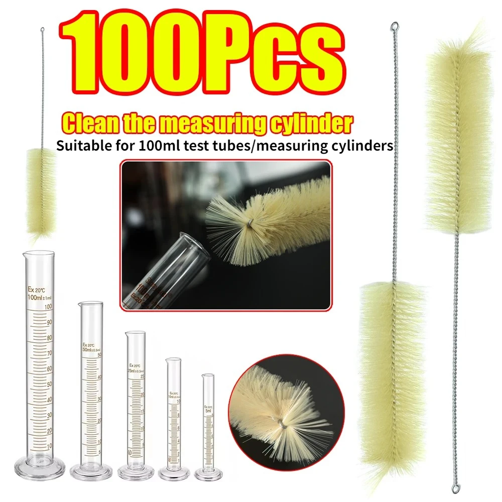 1-100Pcs Test Tube Brushes Wash Cleaning Brushes Long 300mm with Stainless Steel Handle  for Laboratory Use Cleaning Tool