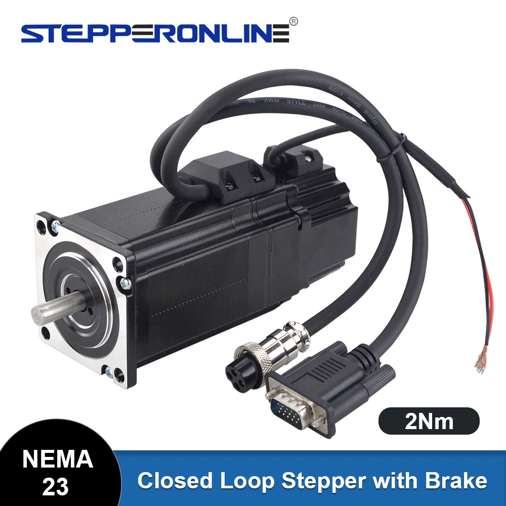 STEPPERONLINE Nema 23 Stepper Motor 2Nm 5.0A Closed Loop Stepper Servo Motor 8mm with Brake with Encoder for CNC 3D Printer