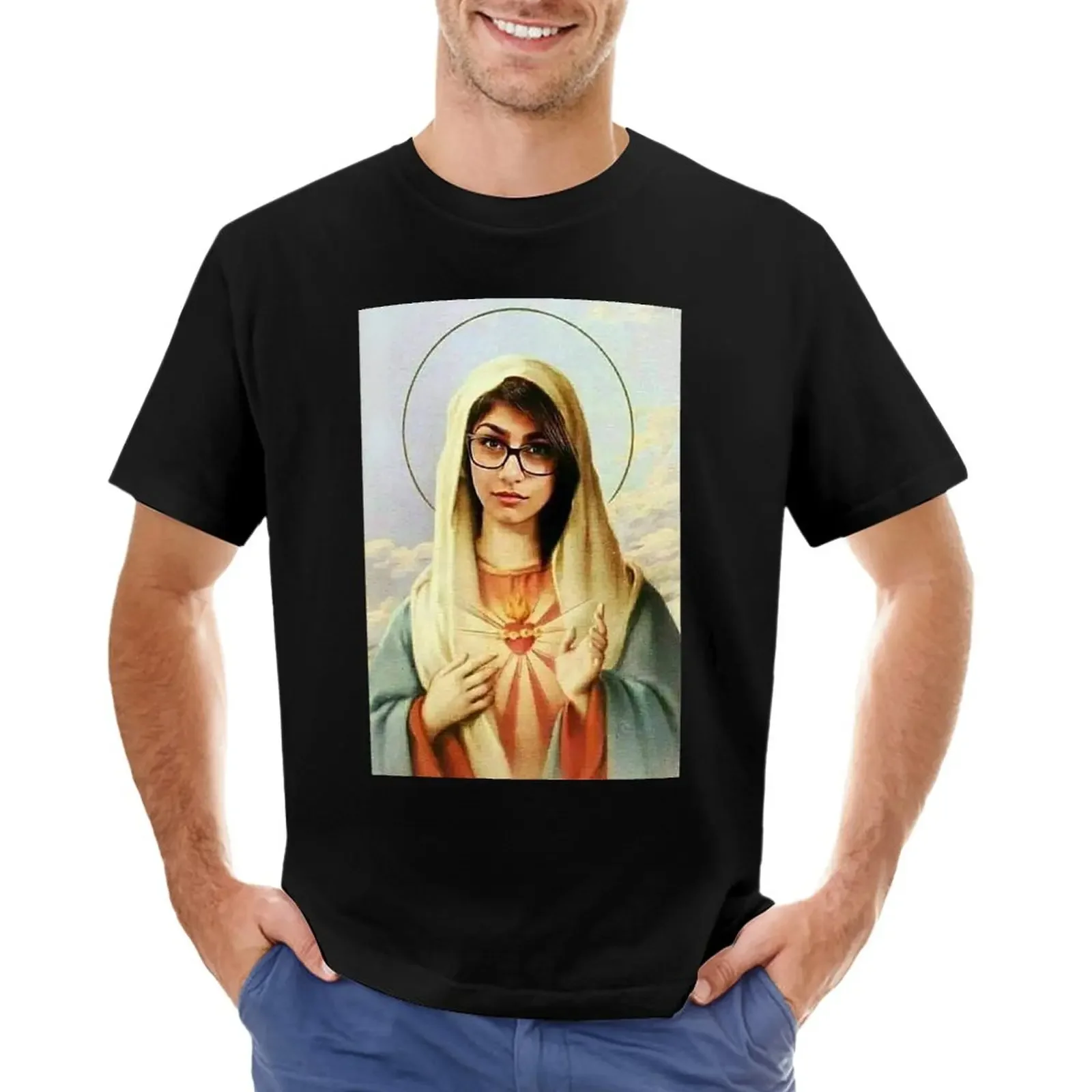 

Virgin mary mia khalifa T-Shirt sweat shirts funny t shirts Blouse vintage clothes slim fit t shirts for men