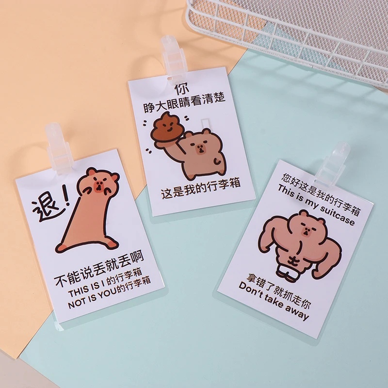 ป้ายที่ใส่ที่อยู่ ID กระเป๋าเดินทางป้ายกระเป๋าการ์ตูน capybara ป้ายขึ้นเครื่องป้ายพกพา