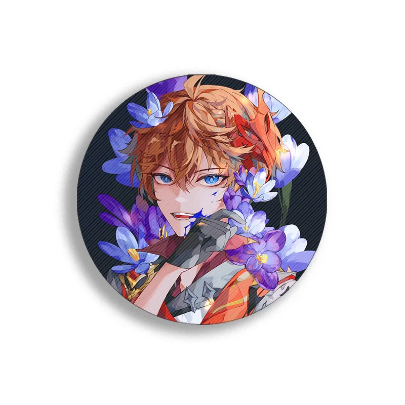 58mm Game Yuan Shen Anime Pins Badges Neuvillette Hu Tao Kokomi Tartaglia Cosplay Backpacks Brooch Decoration Accessories Gifts