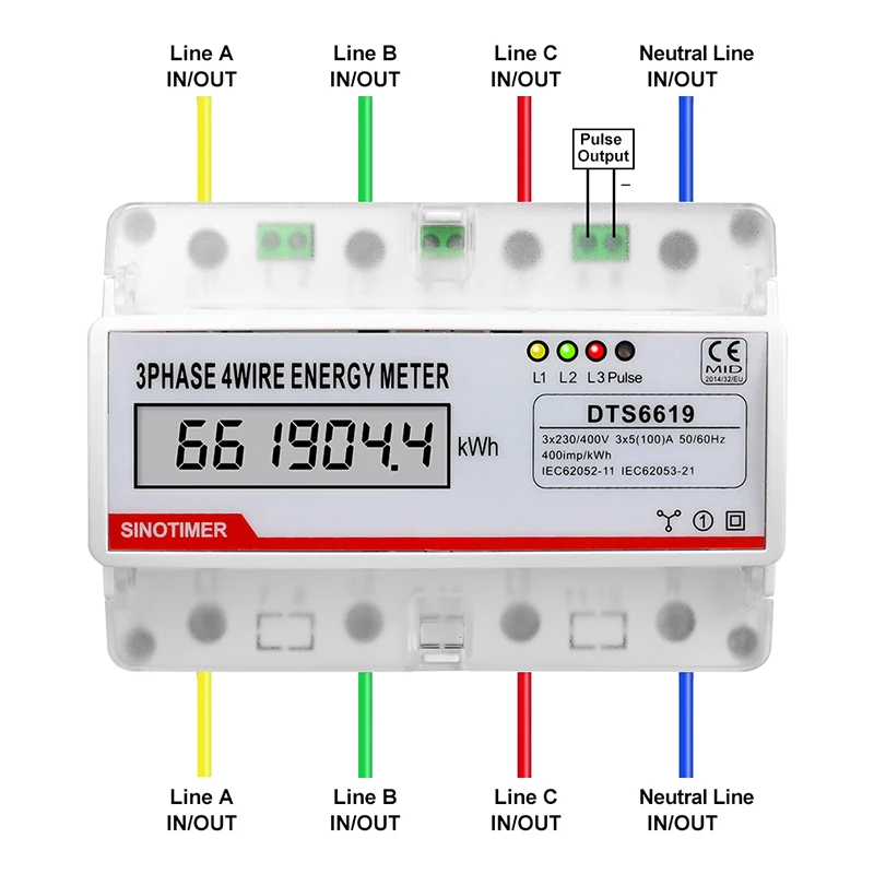 Cyfrowy licznik LCD 380V 3-fazowy 4-przewodowy elektroniczny watowy licznik energii napięcie prądu wielofunkcyjny watomierz kWh 100A AC