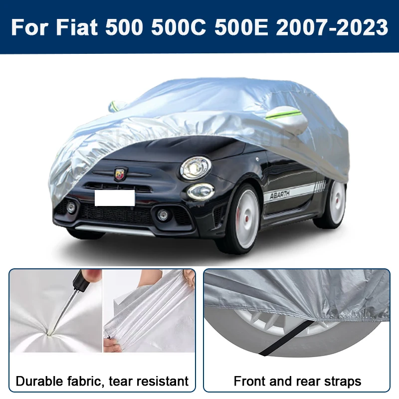 

Всепогодный чехол для автомобиля Fiat 500 500C 500E 2007-2023 с отражающими полосами, водонепроницаемый, снегозащитный, пылезащитный, с защитой от УФ-излучения