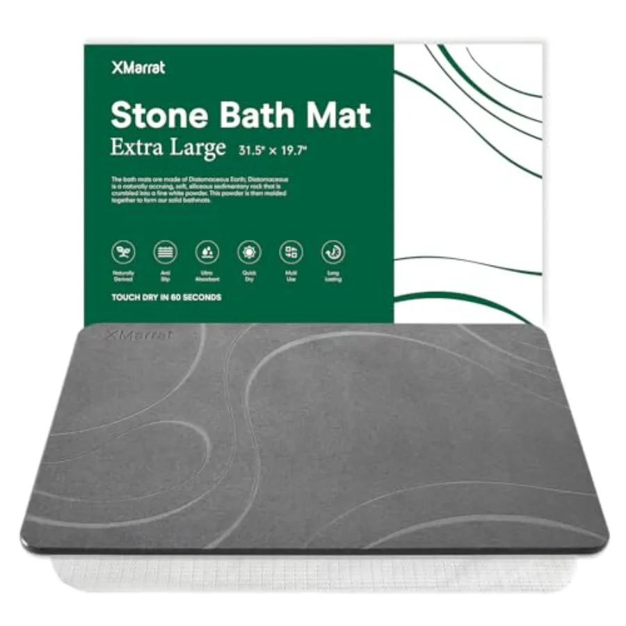 

Large Stone Bath Mat Super Absorbent Diatomaceous Earth Bath Mat Large Quick Drying Non-Slip Diatomite Stone Bath Mats for Bath