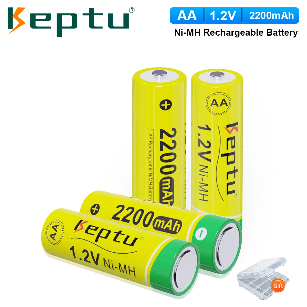 KEPTU Batteria Ni-MH ricaricabile AA NiMH 1.2V 2200mAh Batterie precaricate AA Batterie a bassa autoscarica + Caricatore LCD