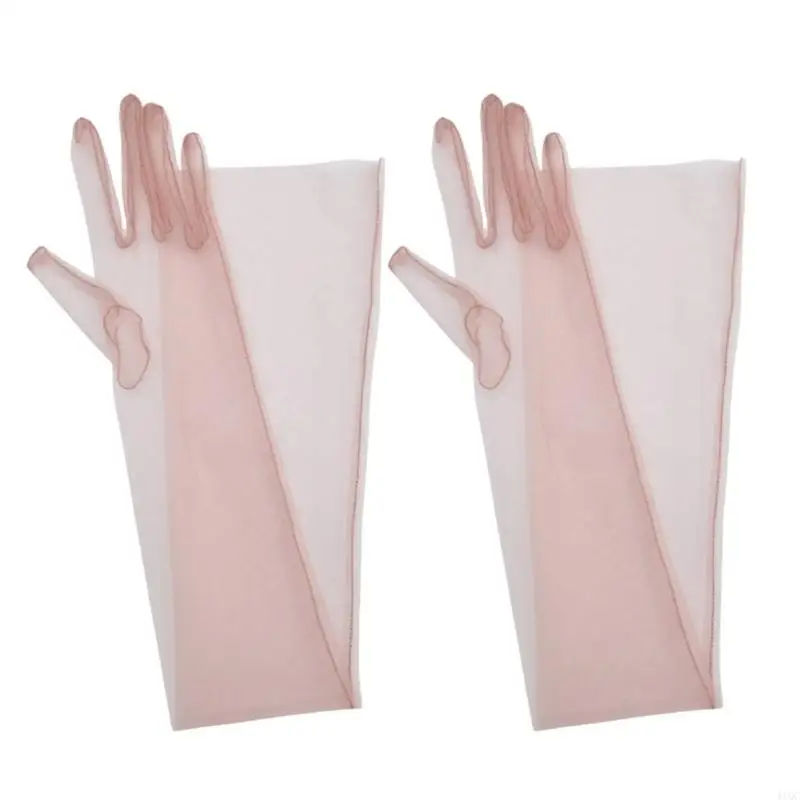 2pack Sheer Elbow Length Gloves Fashionable Party Mittens Bridal Wedding Gloves for Weddings and Evening Parties 