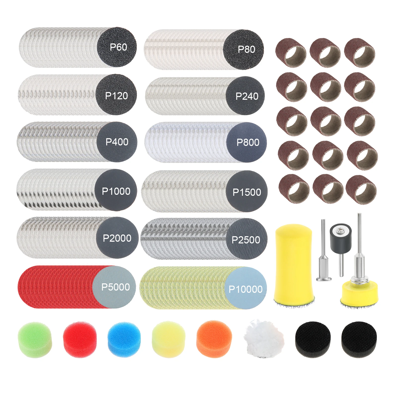 268pcs/kit 1 Inch Grinding Discs Wet Dry Sanding Bits Hook and Loop Sandpaper 60-10000 Grit for Dremel Rotary Tool Accessories