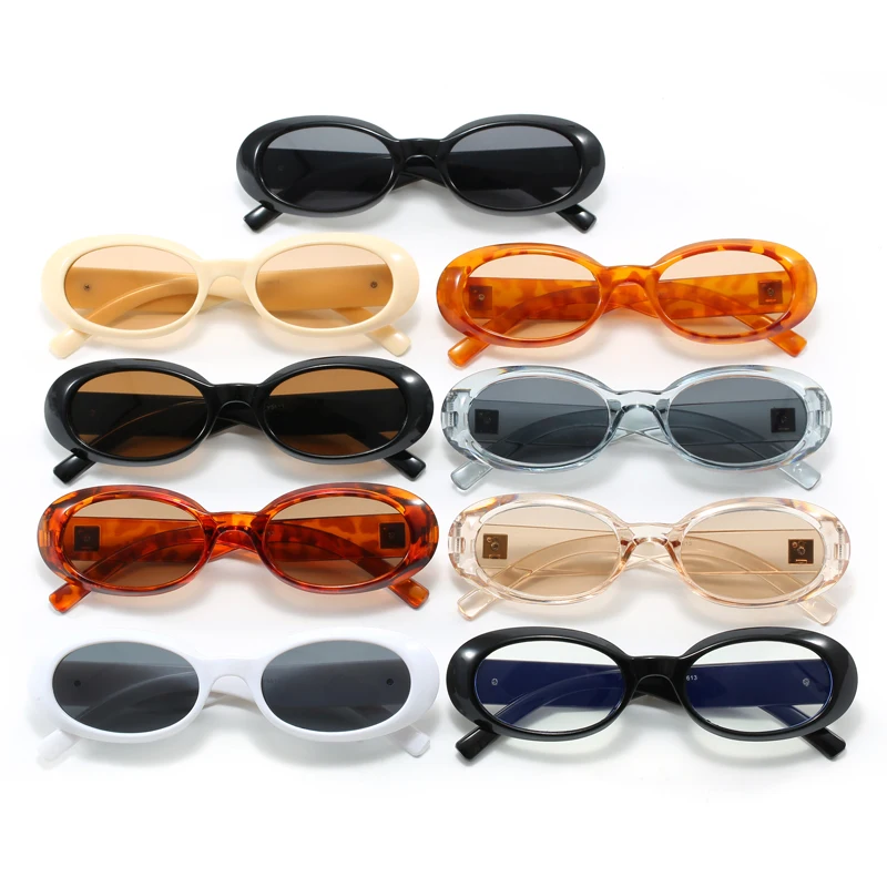 Protective Glasses 4Pcs Women Oval Sunglasses Colorful Frame Rivet Shades UV400 Femlae Punk Style Sun Glasses Outdoor Unisex
