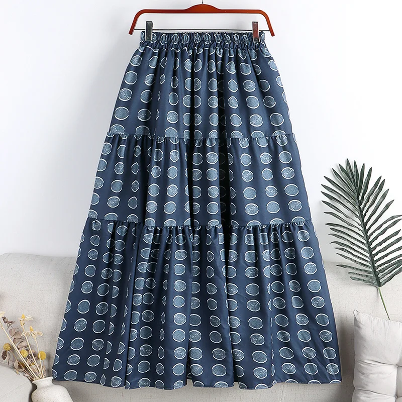 2022 Spring Women Skirts Slim Patchwork Dot Skirts Casual Sweet A-Line Skirts Femme Elastic High Waist Skirts Women Streetwear