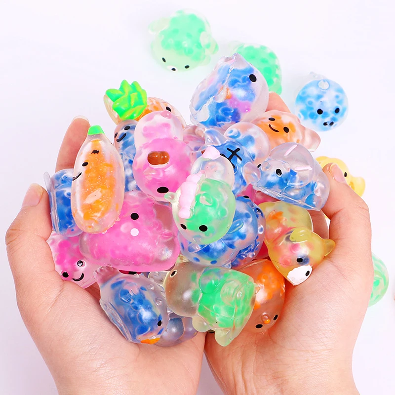 Mini Animal Sensory Stress Relief Ball Set Squeeze Fidget Toys For Kids Adults With Water Beads Relax Squishy Toy Birthday Gifts