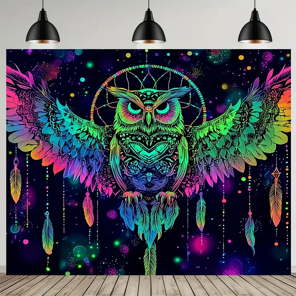 Psychedelic Owl Boho Tapestry Wall Hanging Bohemian Tribal Mandalas Dreamcatcher Festival Decor Poster Living Room Home Artwork